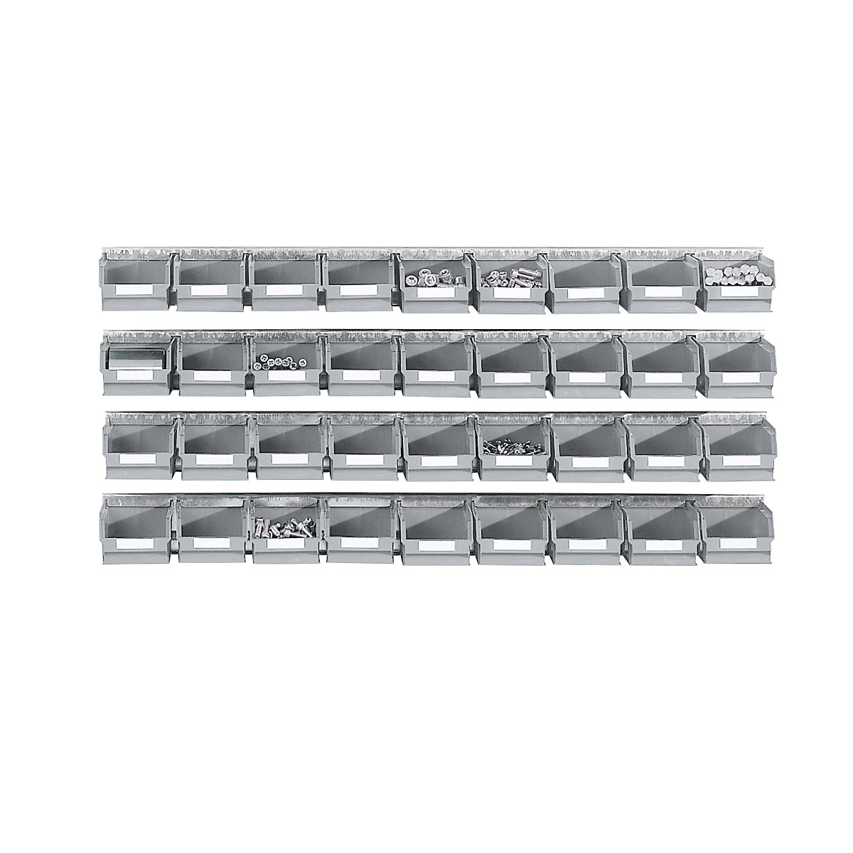 Conjunto de réguas para encaixe com caixas de armazenagem à vista