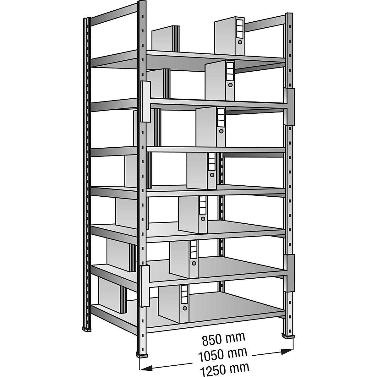 Estante de encaixar para pastas e arquivos, galvanizada