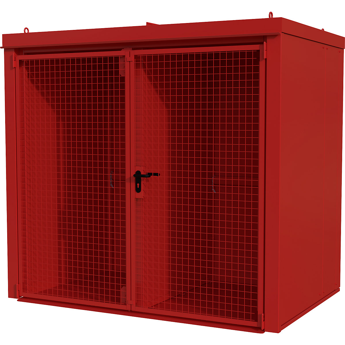 Contentor para garrafas de gás com parede divisória, resistente ao fogo – eurokraft pro, para 45 garrafas com 230 mm de Ø, vermelho-0