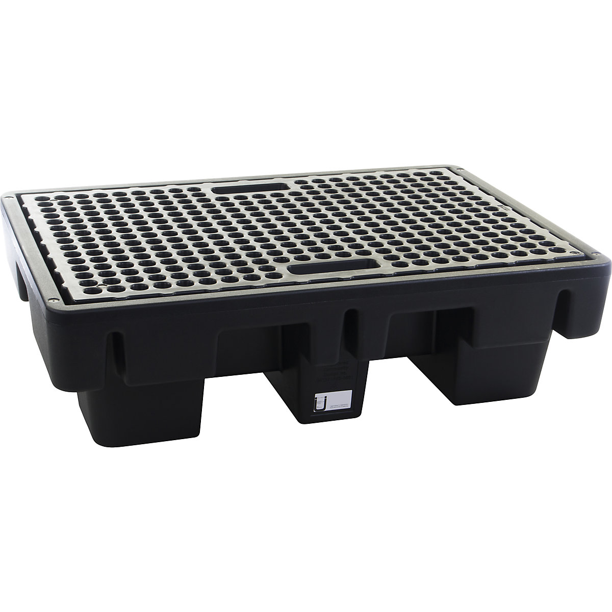Cuba coletora em PE para 2 bidões de 200 l, volume coletável 220 l, com grade em PE, CxLxA 910 x 1310 x 380 mm-0