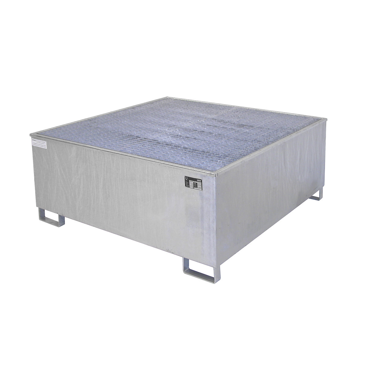 Cuba coletora em aço com encaixe em PE – eurokraft pro, 1000 l, para 1 IBC/KTC, CxLxA 1475 x 1475 x 630 mm, galvanizado-0