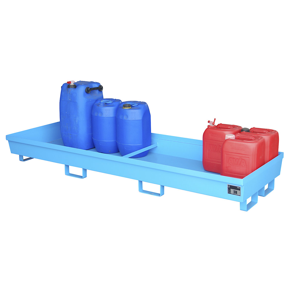 Cuba coletora em aço com perfis laterais – eurokraft pro, CxLxA 2400 x 800 x 285 mm, sem grade, azul RAL 5012-0