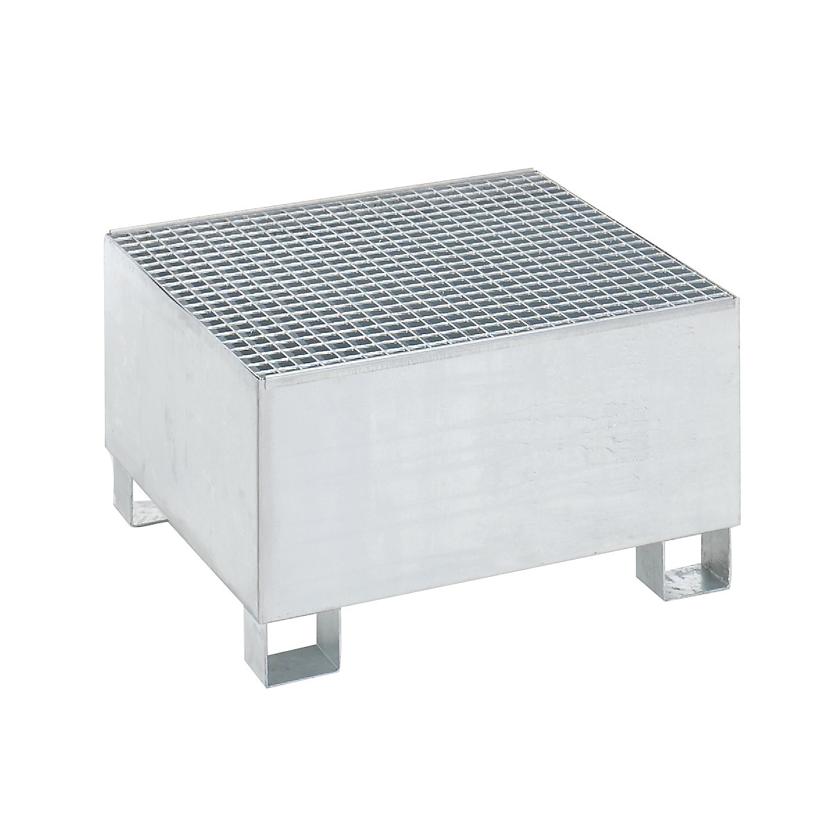 Cuba coletora em aço para bidões de 200 l – eurokraft basic, CxLxA 800 x 800 x 465 mm, com homologação, galvanizada a fogo, com grade-0