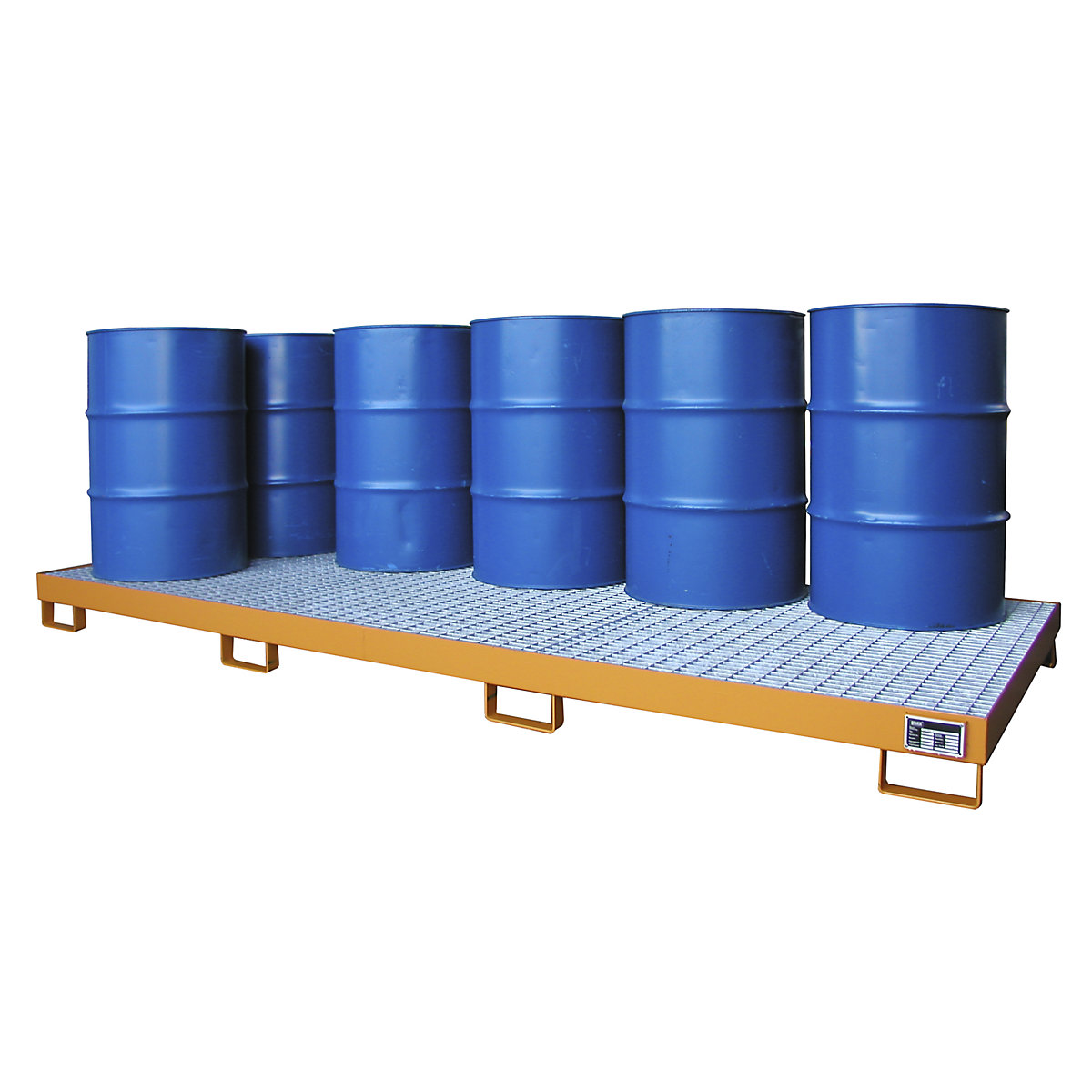 Cuba coletora em aço – eurokraft pro, volume coletável 240 l, para 10 bidões de 200 l, laranja-0