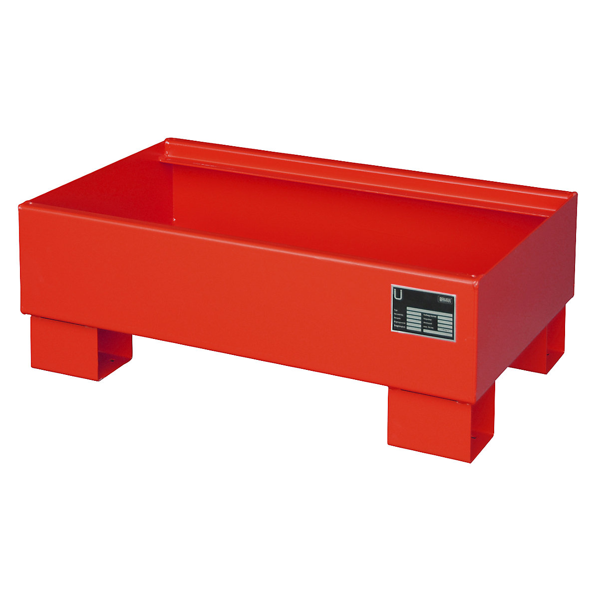 Cuba coletora em aço – eurokraft pro, CxLxA 800 x 500 x 290 mm, pintada em vermelho RAL 3000, sem grade-0