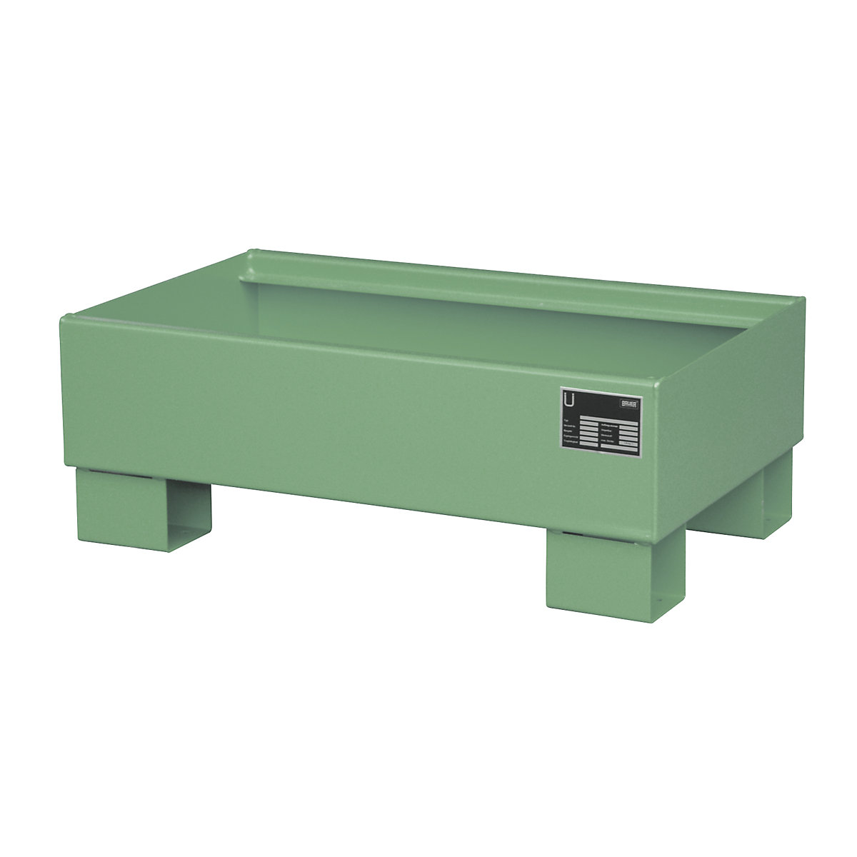 Cuba coletora em aço – eurokraft pro, CxLxA 800 x 500 x 290 mm, pintada em verde RAL 6011, sem grade-0