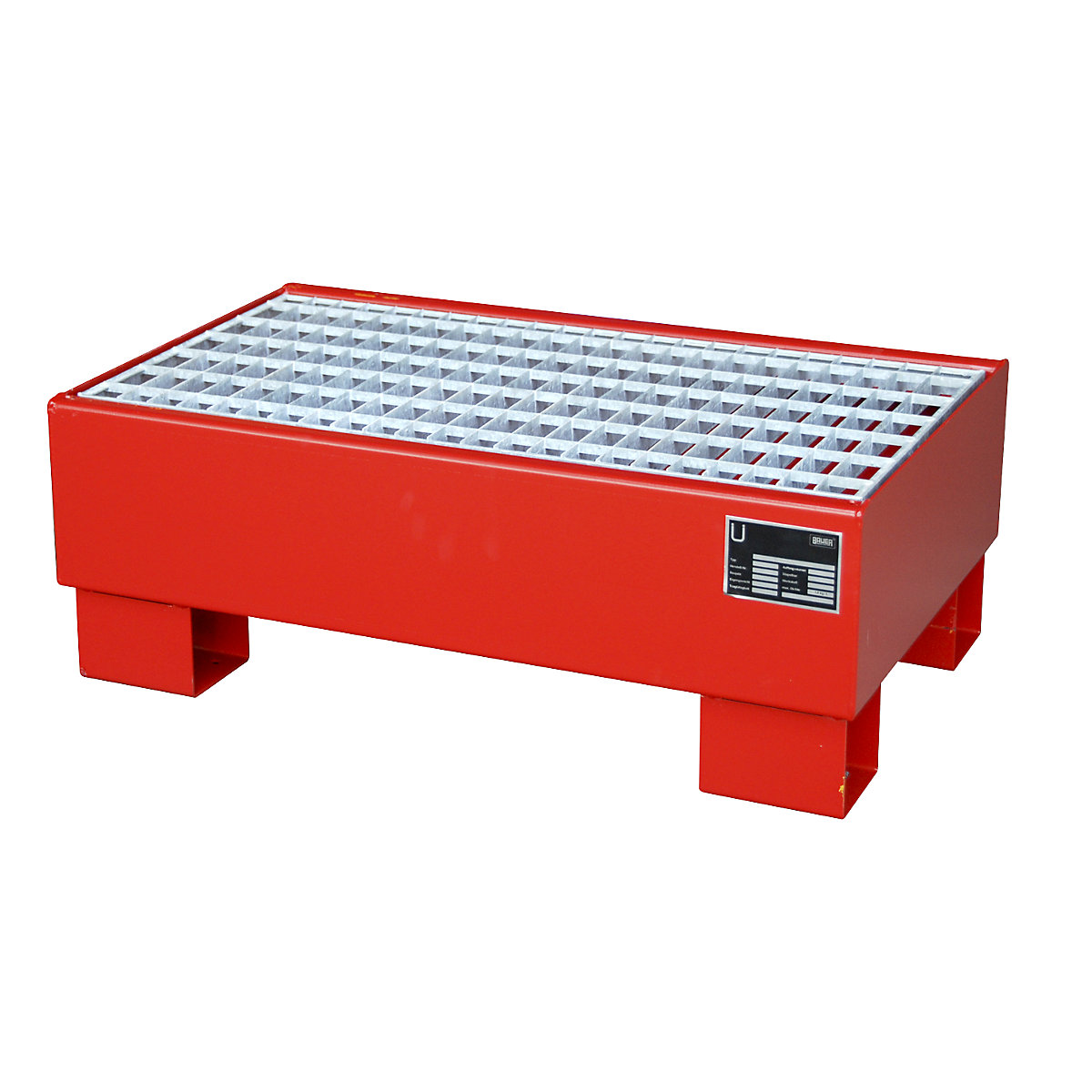 Cuba coletora em aço – eurokraft pro, CxLxA 800 x 500 x 290 mm, pintada em vermelho RAL 3000, com grade-0