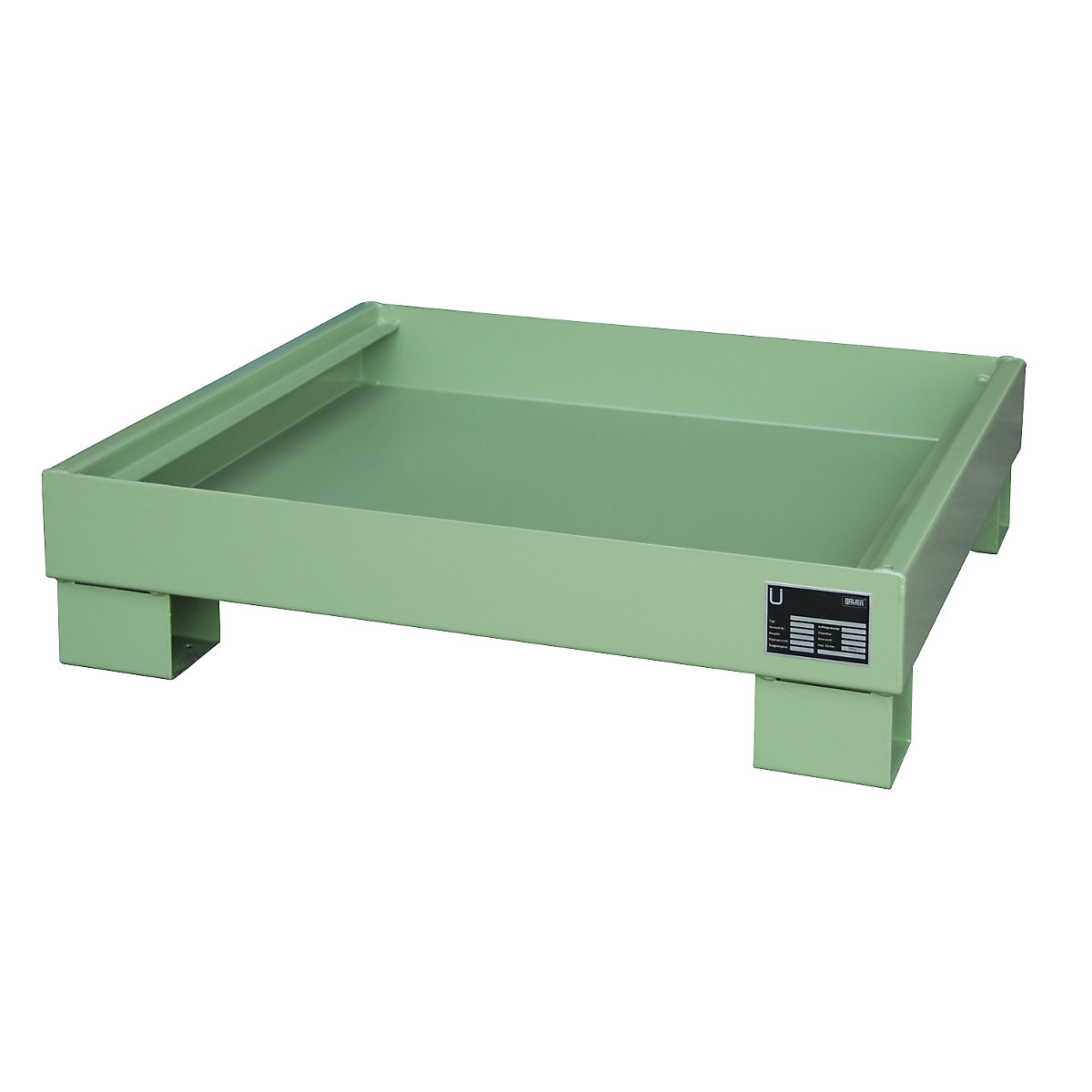 Cuba coletora em aço – eurokraft pro, CxLxA 800 x 900 x 220 mm, pintada em verde RAL 6011, sem grade-0