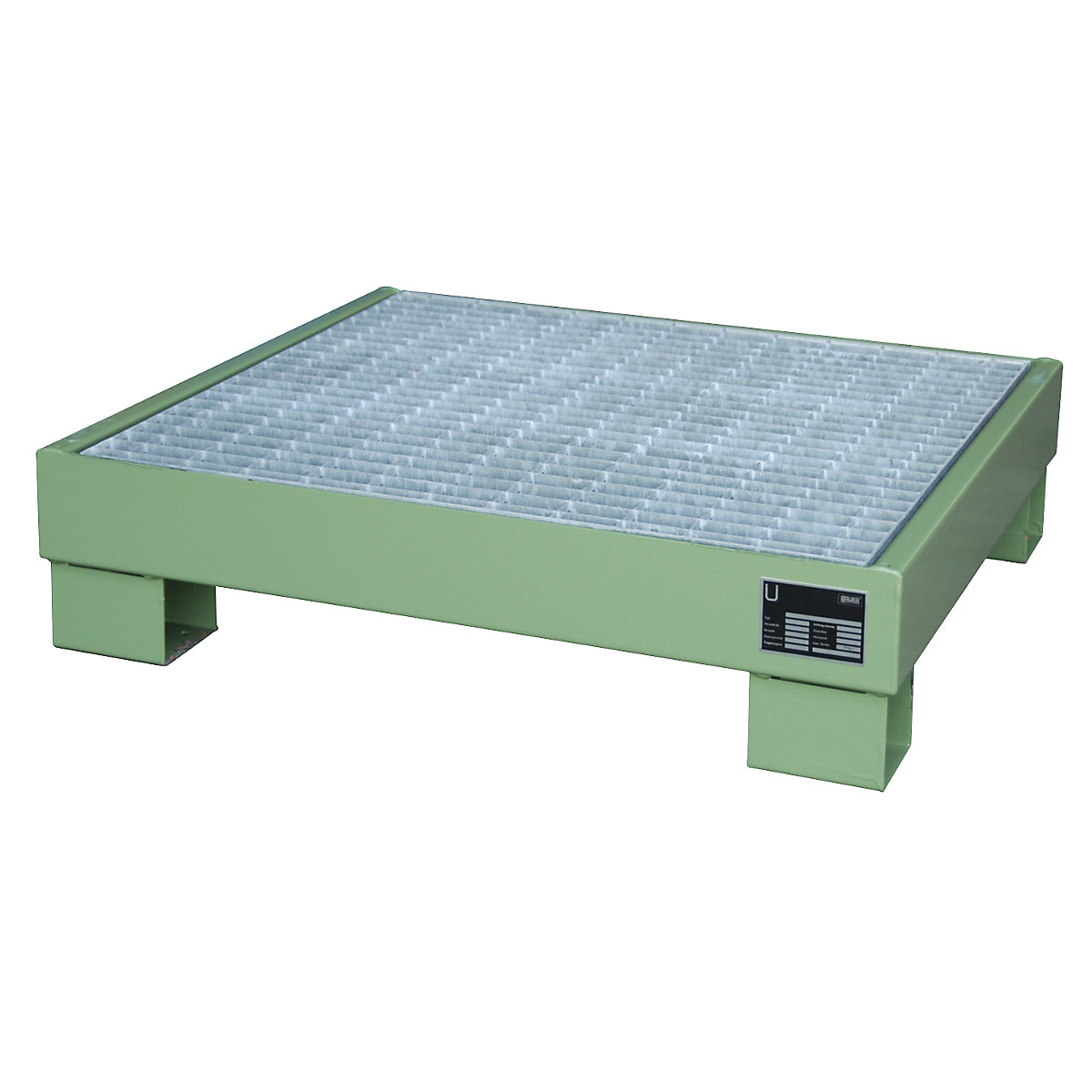 Cuba coletora em aço – eurokraft pro, CxLxA 800 x 900 x 220 mm, pintada em verde RAL 6011, com grade-0