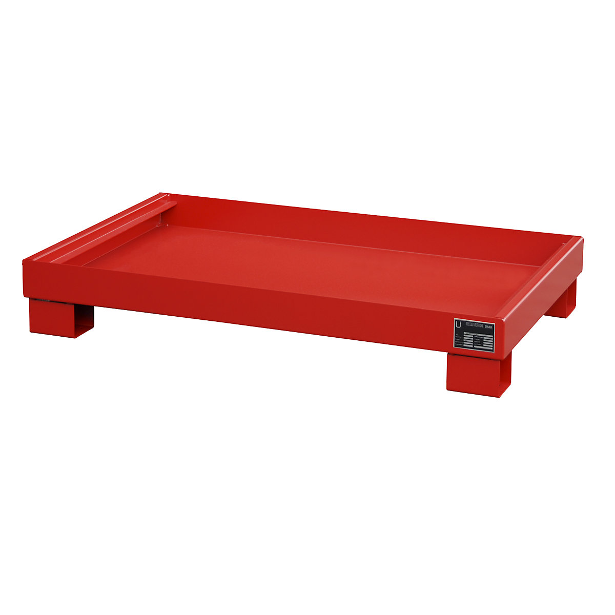 Cuba coletora em aço – eurokraft pro, CxLxA 800 x 1300 x 205 mm, pintada em vermelho RAL 3000, sem grade-0