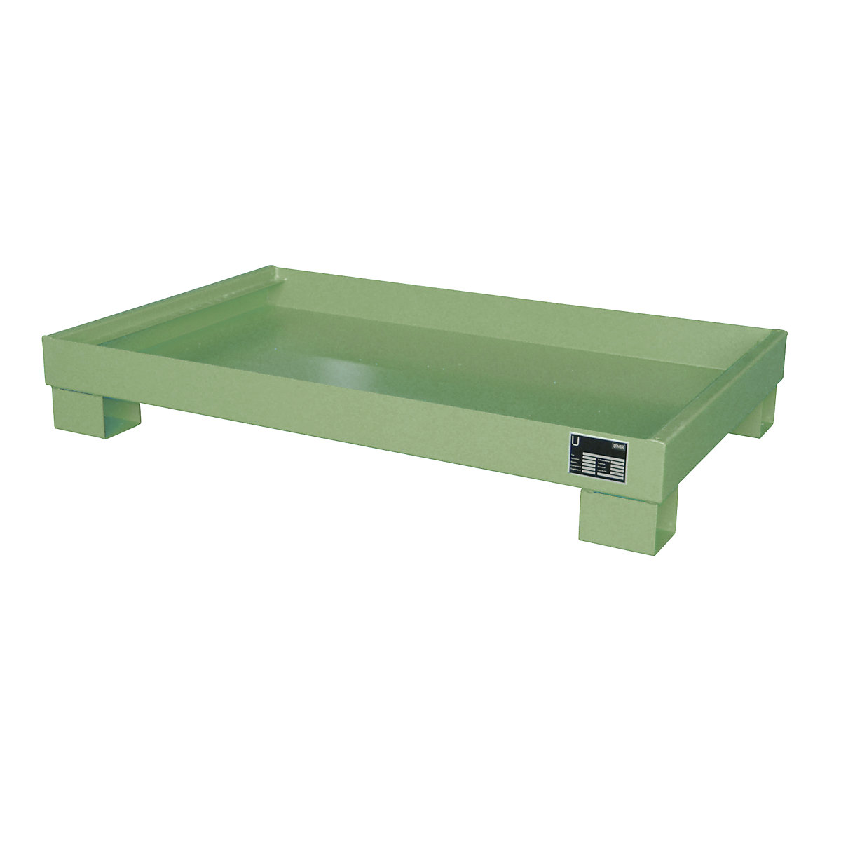 Cuba coletora em aço – eurokraft pro, CxLxA 800 x 1300 x 205 mm, pintada em verde RAL 6011, sem grade-0