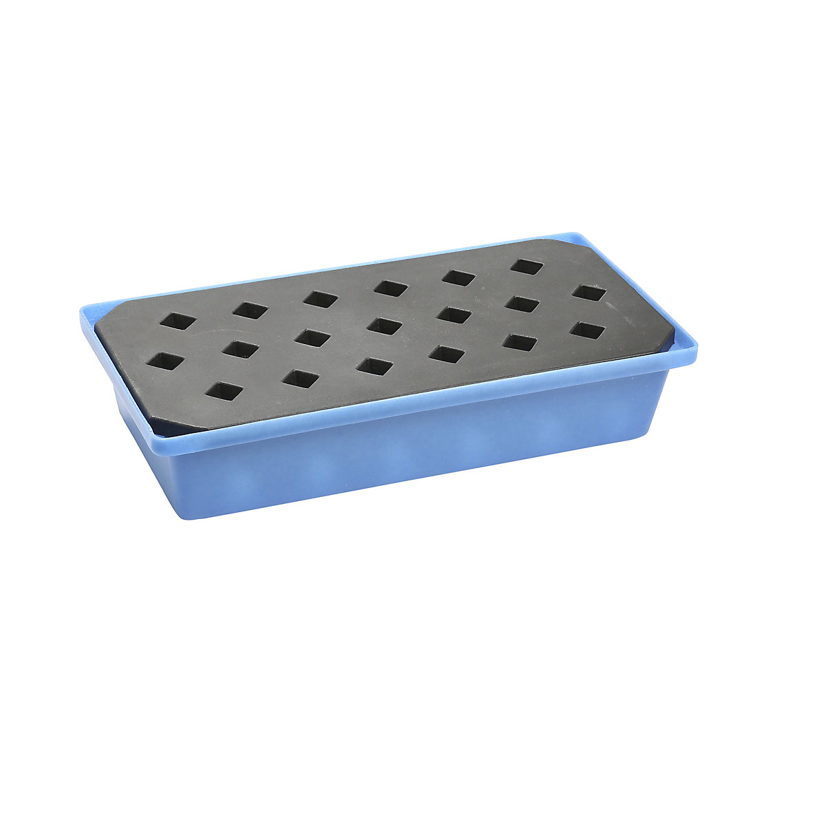 Cuba em PE para recipientes pequenos e paletes, CxLxA 800 x 400 x 170 mm, volume coletável 30 l, com grade em PE-0