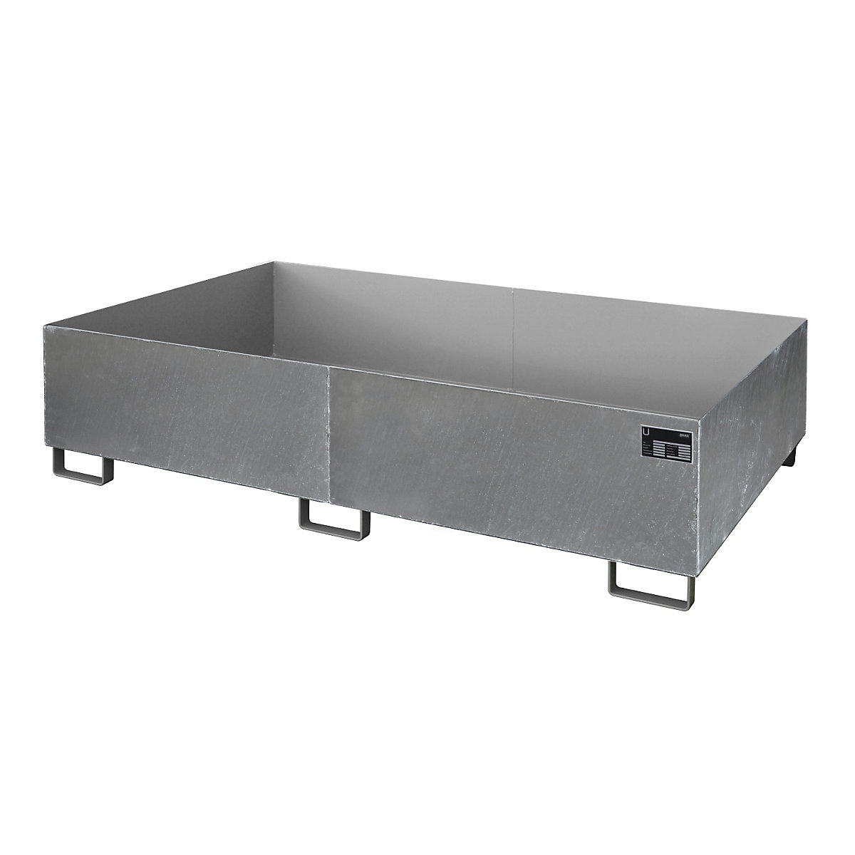 Cuba no fundo para estantes – eurokraft pro, 1000 l de volume coletável, CxLxA 2150 x 1300 x 505 mm, sem grade, galvanizada a fogo-0