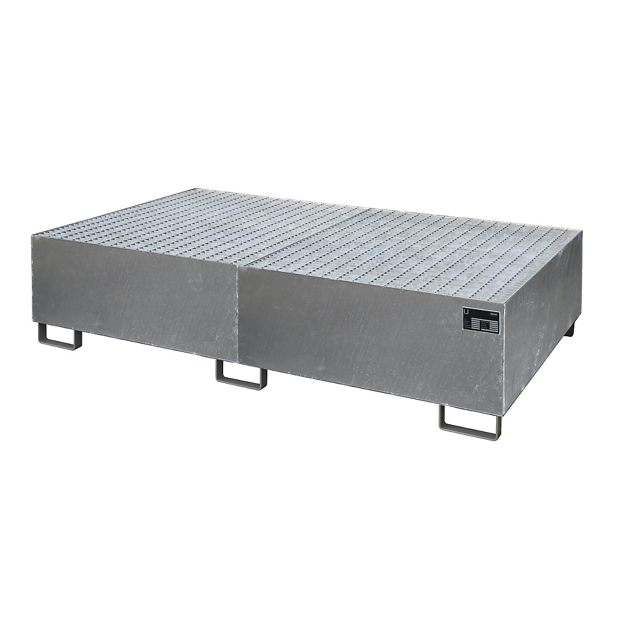 Cuba no fundo para estantes – eurokraft pro, 1000 l de volume coletável, CxLxA 2150 x 1300 x 505 mm, com grade, galvanizada a fogo-0