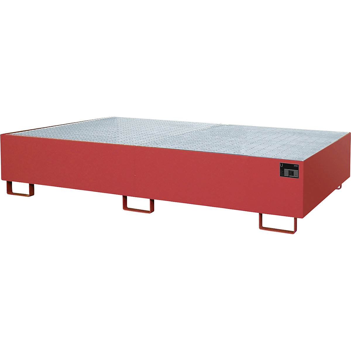 Cuba no fundo para estantes – eurokraft pro, 540 l de volume coletável, CxLxA 2650 x 1300 x 300 mm, com grade, vermelho fogo-0