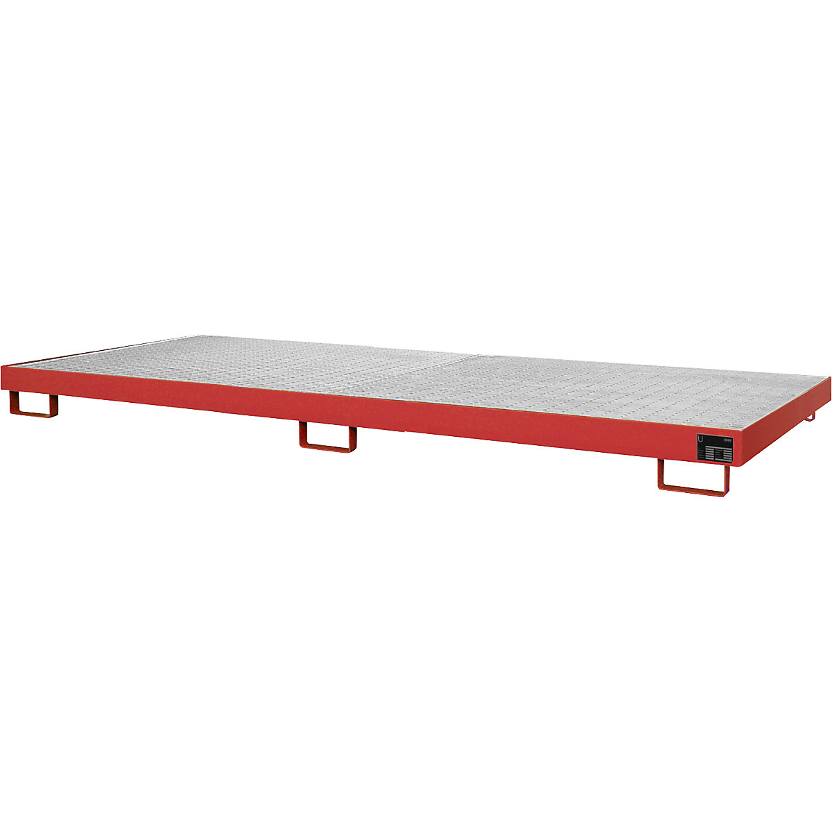 Cuba no fundo para estantes – eurokraft pro, 240 l de volume coletável, CxLxA 3250 x 1300 x 195 mm, com grade, vermelho fogo-0