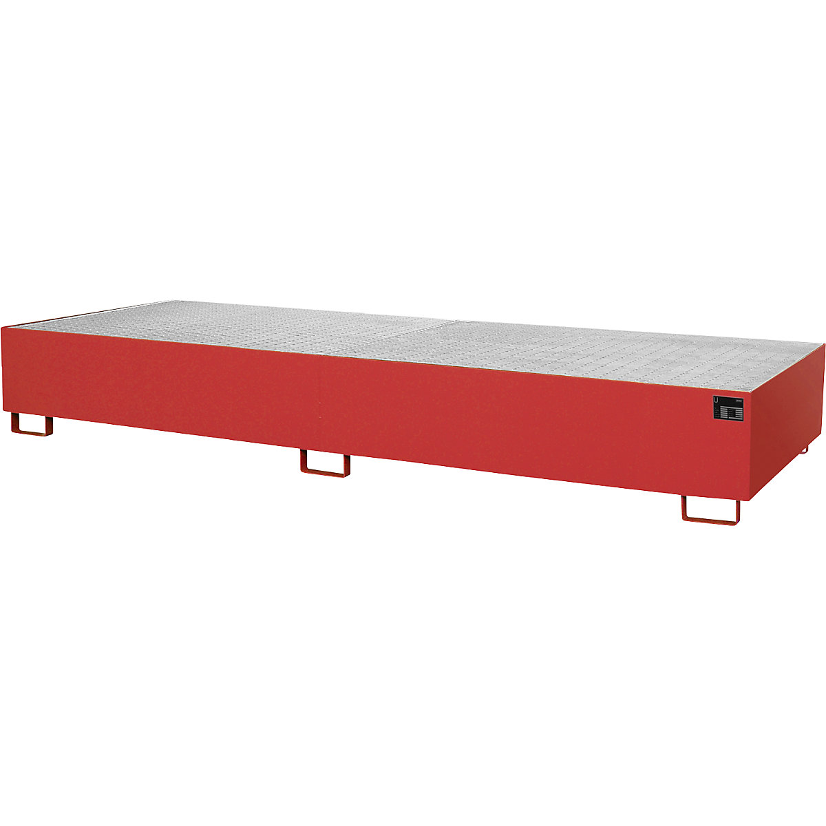 Cuba no fundo para estantes – eurokraft pro, 1000 l de volume coletável, CxLxA 3550 x 1300 x 355 mm, com grade, vermelho fogo-0