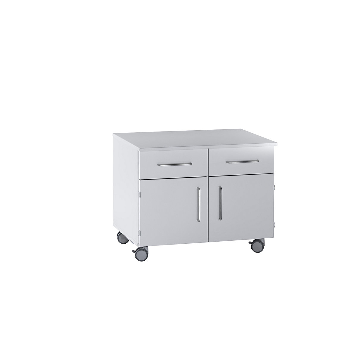 Caisson bas de laboratoire, 2 tiroirs, 2 portes, 2 tablettes, 1 cloison médiane, largeur 836 mm-0