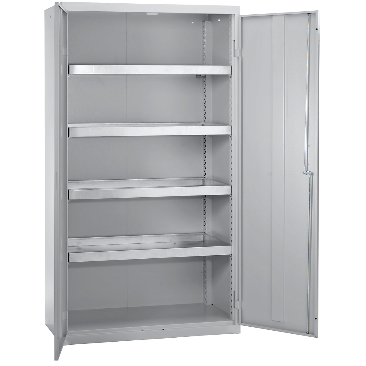 Armoire de sécurité sans perforations dans les portes, h x l x p 1800 x 1000 x 500 mm, 4 tablettes de rétention, gris clair / gris clair-0