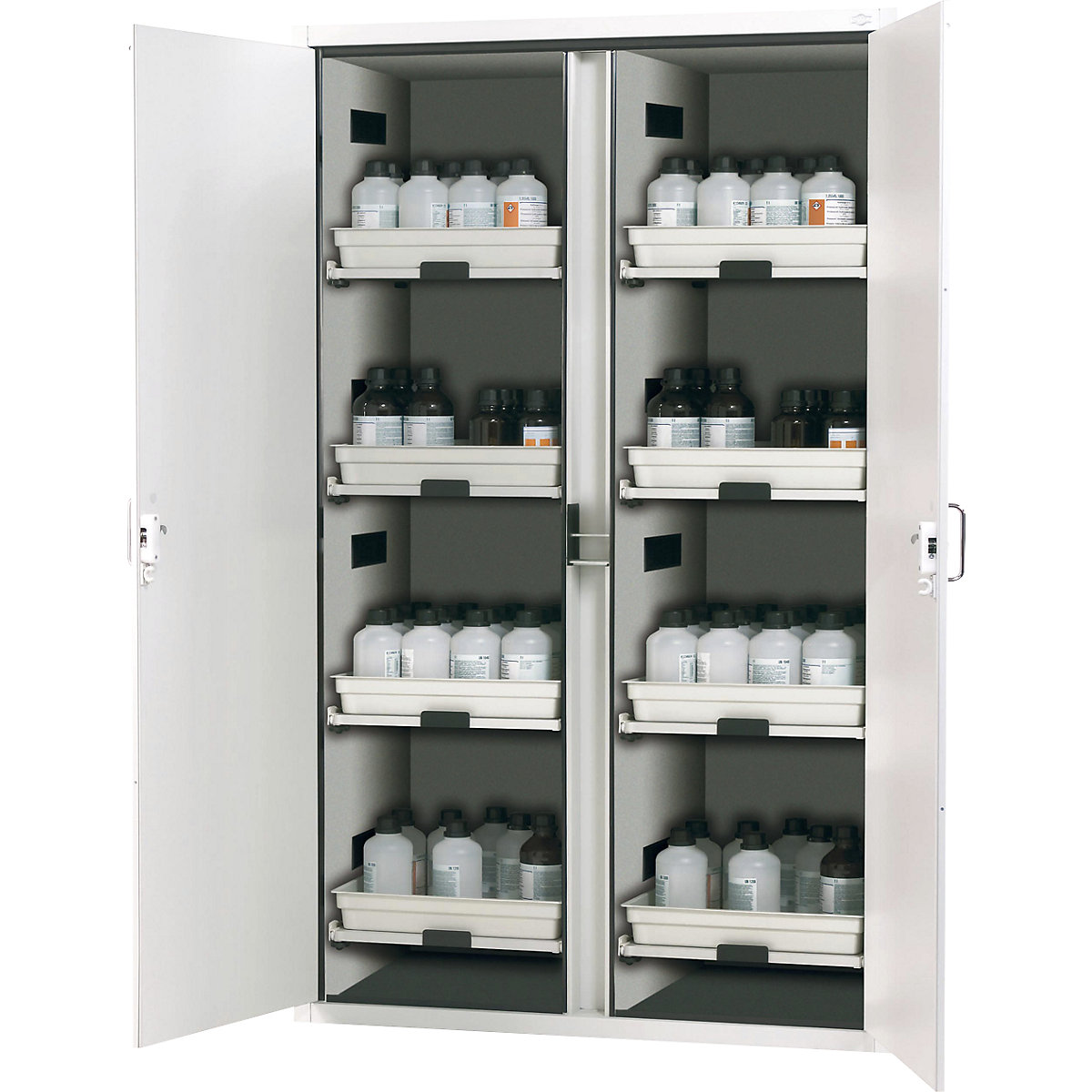 Armoire haute de sécurité pour acides et bases – asecos, 2 portes, avec 8 tiroirs-0