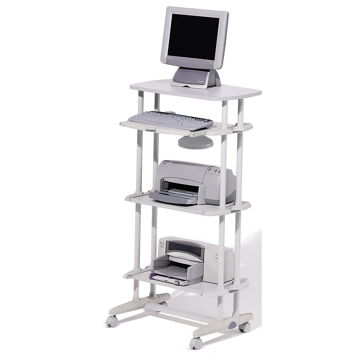 Table informatique VIRTUAL ALTA, 4 tablettes, gris clair, hxlxp 1280 x 670 x 490 mm-0