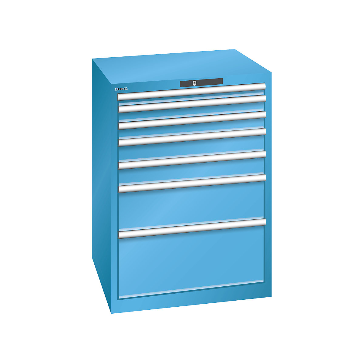 Armoire à tiroirs avec 7 tiroirs – LISTA, l x p x h 717 x 725 x 1000 mm, bleu clair-8