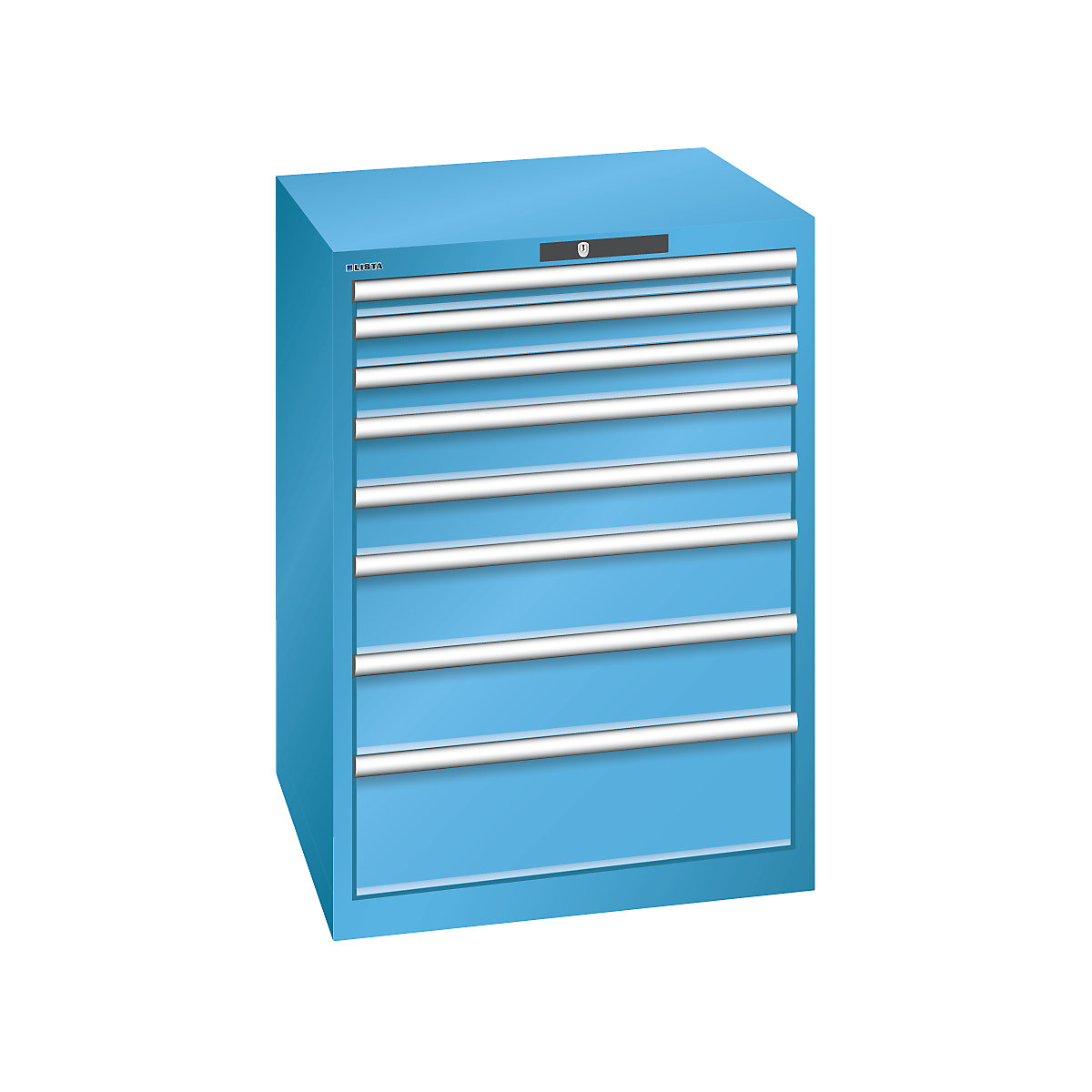 Armoire à tiroirs avec 8 tiroirs – LISTA, l x p x h 717 x 725 x 1000 mm, bleu clair-1