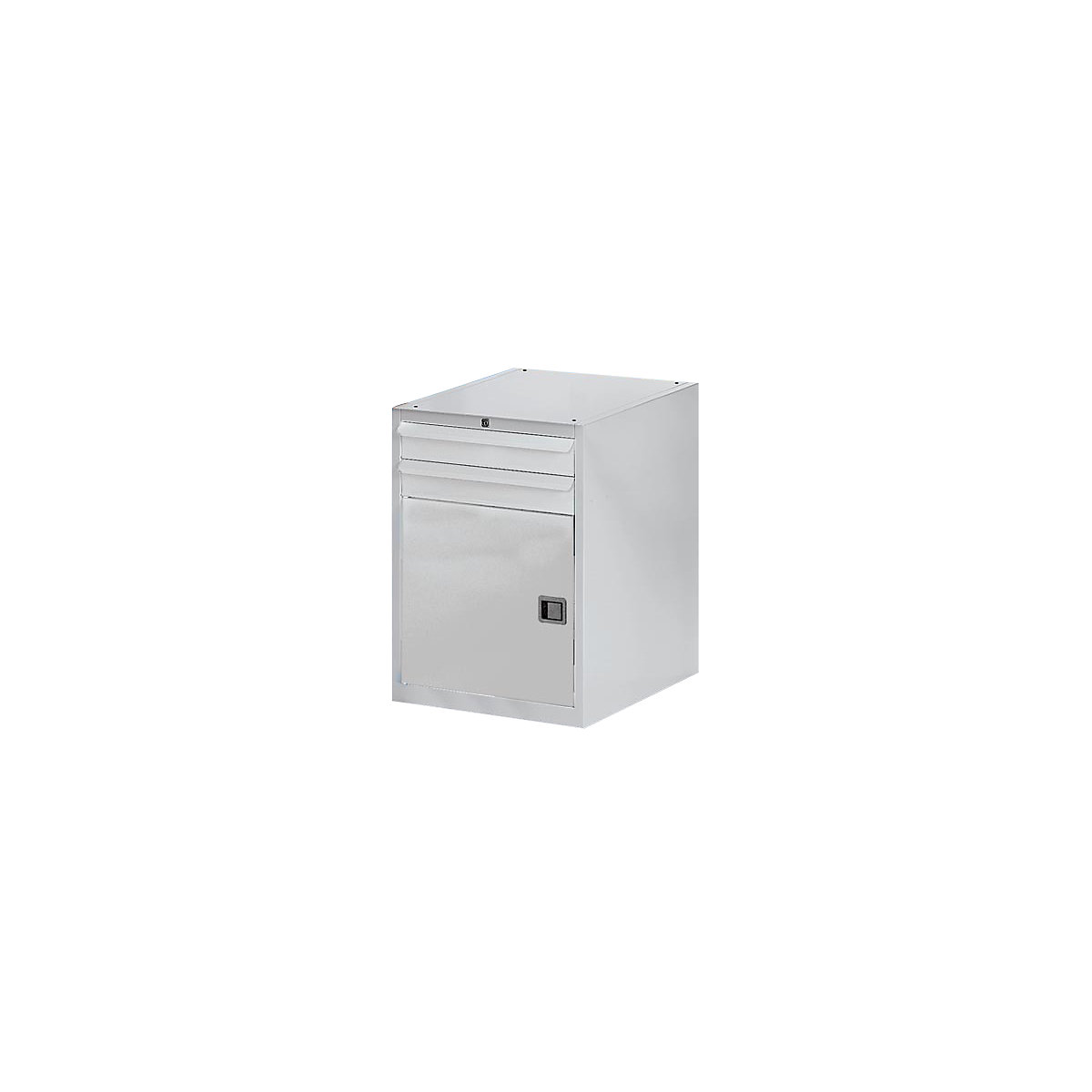 Armoire à tiroirs, l x p 600 x 600 mm, hauteur 800 mm, 2 tiroirs, 1 porte, gris clair