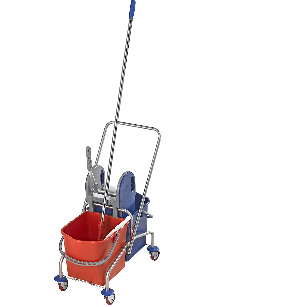 Zestaw z wózkiem do sprzątania ze stali szlachetnej – eurokraft pro (Zdjęcie produktu 2)-1
