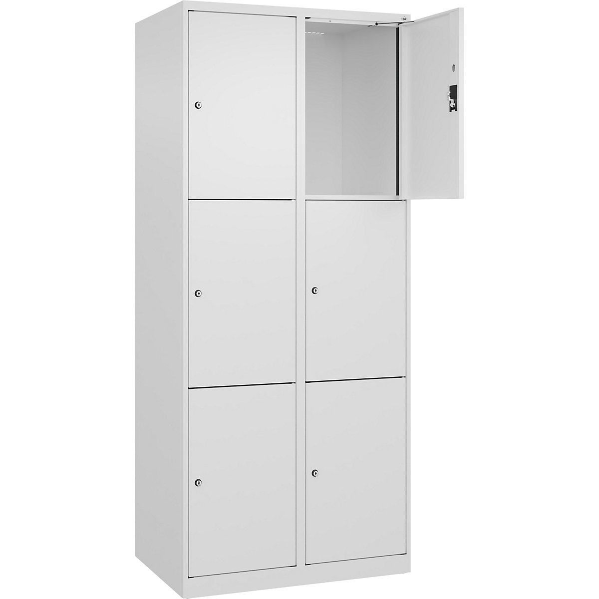 Armadietto a 3 piani Evolo PLUS, 2 scomparti, bianco, largh. 800 mm, 6 vani, con piedini a pavimento, serratura a cilindro-0