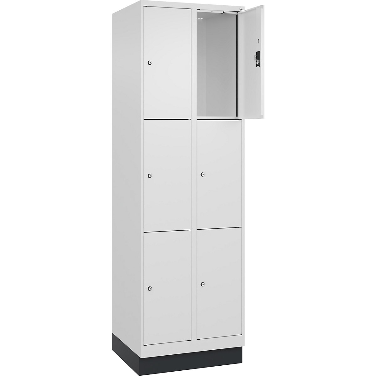 Armadietto a 3 piani Evolo PLUS, 2 scomparti, bianco, largh. 600 mm, 6 vani, con zoccolino, serratura a cilindro-0