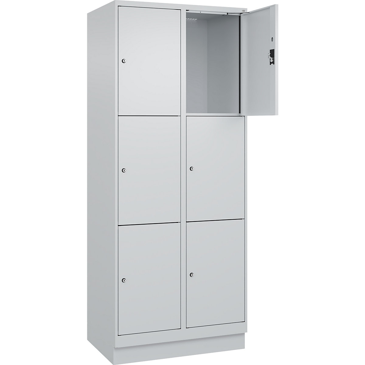 Armadietto a 3 piani Evolo PLUS, 2 scomparti, grigio chiaro, largh. 800 mm, 6 vani, con zoccolino, serratura a cilindro-0