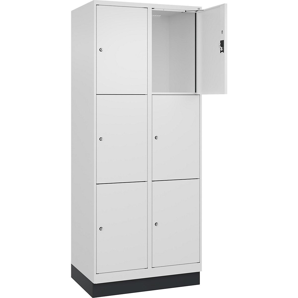 Armadietto a 3 piani Evolo PLUS, 2 scomparti, bianco, largh. 800 mm, 6 vani, con zoccolino, serratura a cilindro-0