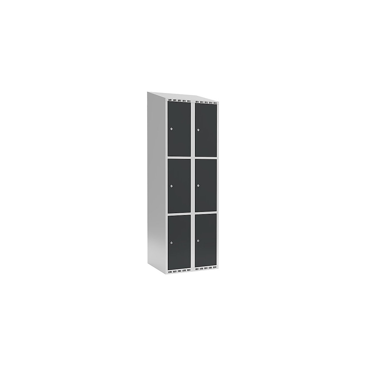 Armadietto a 3 scomparti Fydor, 2 scomparti, grigio chiaro / grigio, largh. 600 mm, 2 scomparti, tetto inclinato, serratura a cilindro-0