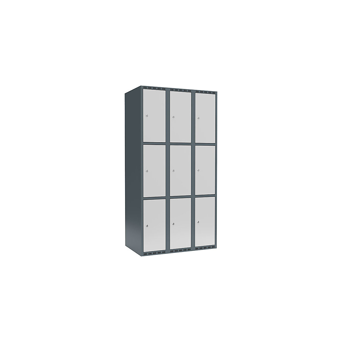 Armadietto a 3 scomparti Fydor, 3 scomparti, grigio-azzurro / grigio chiaro, largh. 900 mm, 3 scomparti, tetto piatto, serratura a cilindro-0