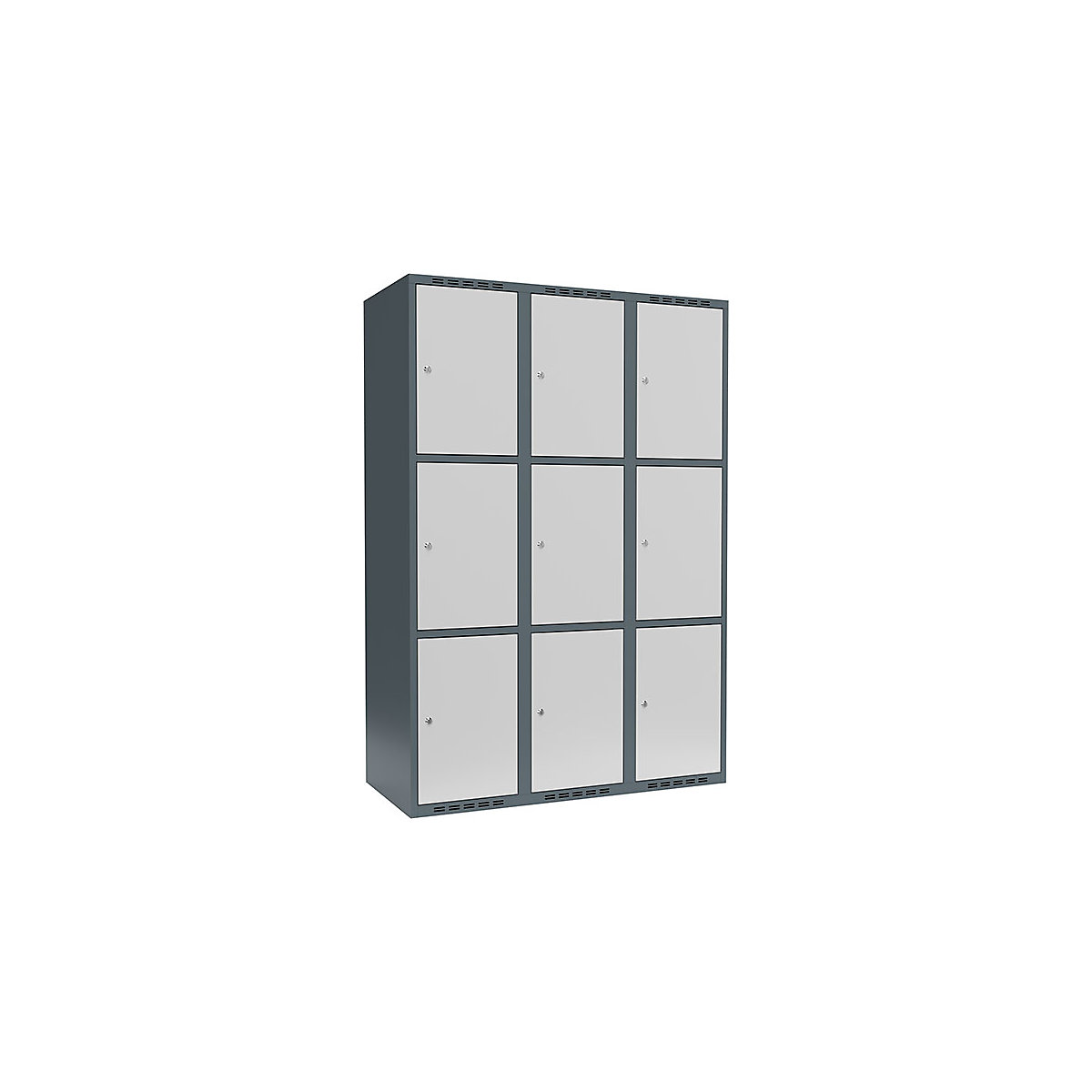 Armadietto a 3 scomparti Fydor, 3 scomparti, grigio-azzurro / grigio chiaro, largh. 1200 mm, 3 scomparti, tetto piatto, serratura a cilindro-0