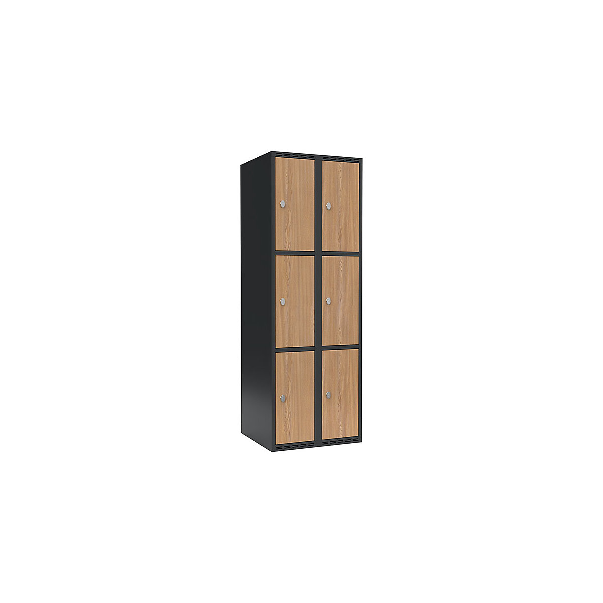 Armadietto a 3 scomparti Fydor, 2 scomparti, grigio / quercia, largh. 600 mm, 2 scomparti, tetto piano, lucchetto-0