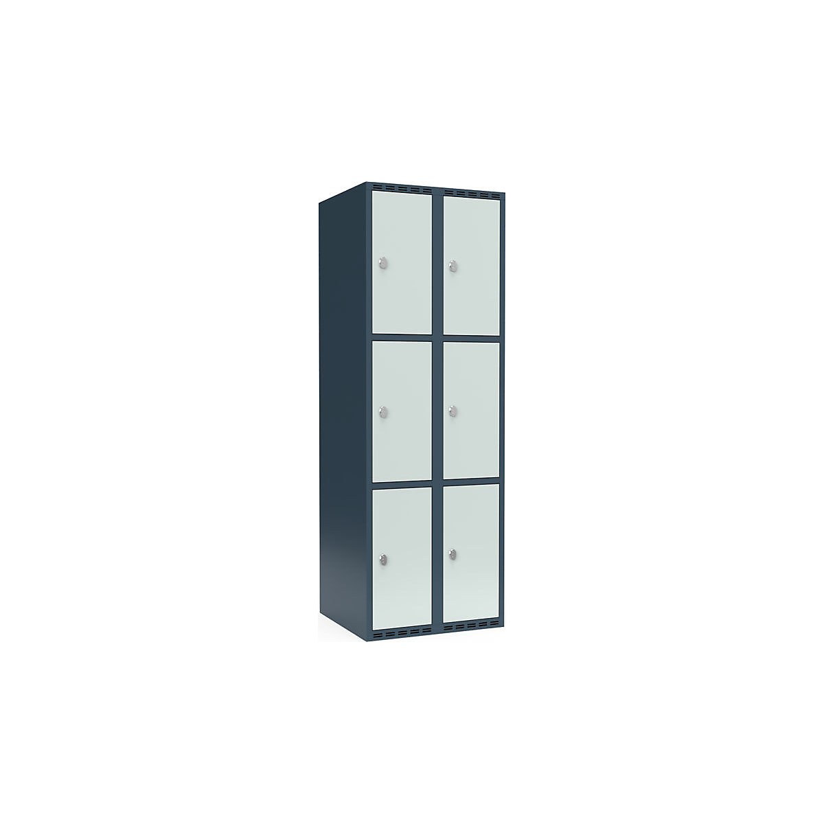 Armadietto a 3 scomparti Fydor, 2 scomparti, grigio-azzurro / grigio chiaro, largh. 600 mm, 2 scomparti, tetto piatto, lucchetto-0