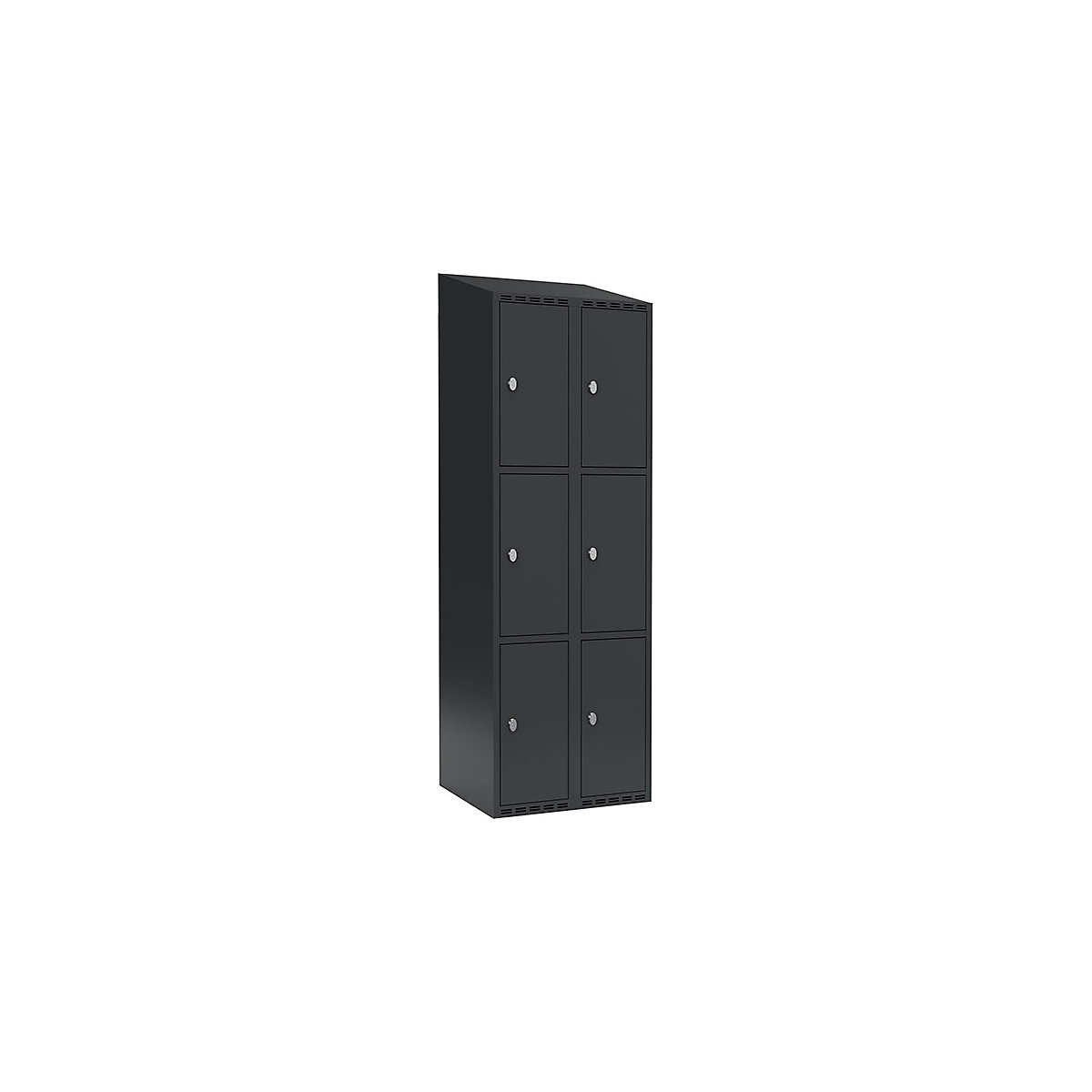 Armadietto a 3 scomparti Fydor, 2 scomparti, grigio, largh. 600 mm, 2 scomparti, tetto inclinato, lucchetto-0