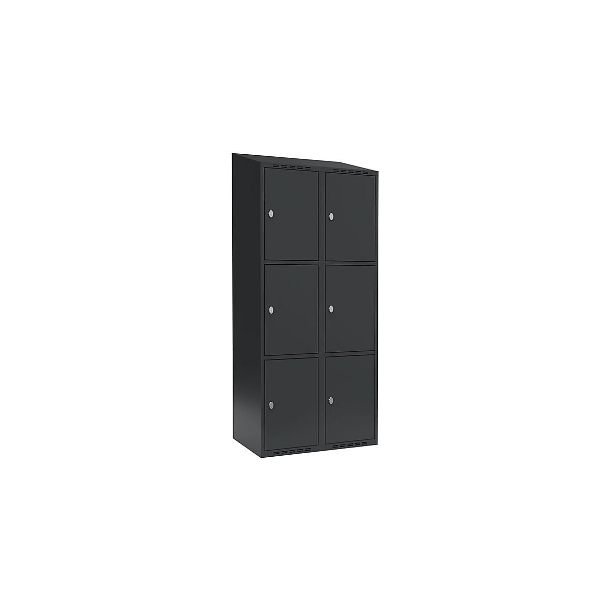 Armadietto a 3 scomparti Fydor, 2 scomparti, grigio, largh. 800 mm, 2 scomparti, tetto inclinato, lucchetto-0