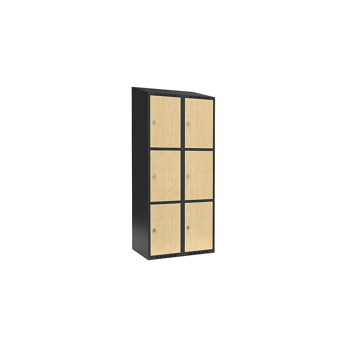 Armadietto a 3 scomparti Fydor, 2 scomparti, grigio / betulla, largh. 800 mm, 2 scomparti, tetto inclinato, lucchetto-0