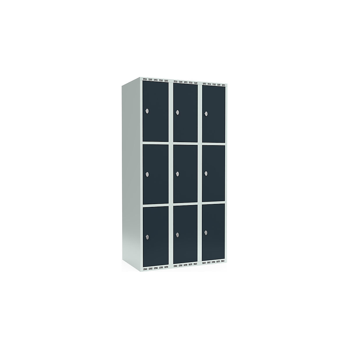 Armadietto a 3 scomparti Fydor, 3 scomparti, grigio chiaro / grigio, largh. 900 mm, 3 scomparti, tetto piatto, lucchetto-0