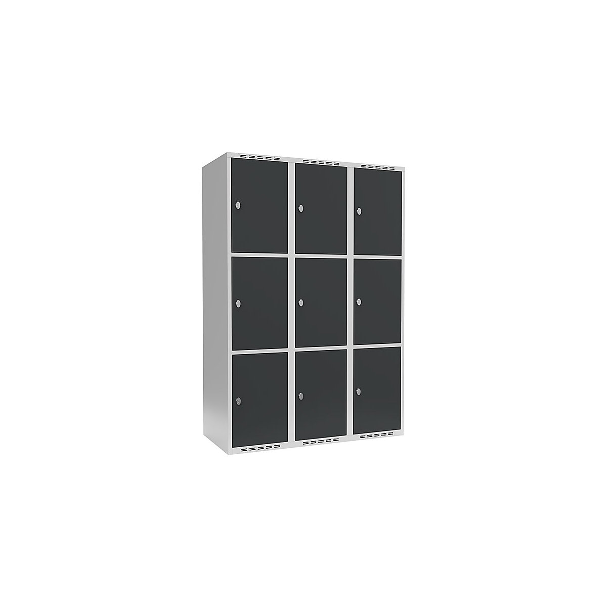Armadietto a 3 scomparti Fydor, 3 scomparti, grigio chiaro / grigio, largh. 1200 mm, 3 scomparti, tetto piatto, lucchetto-0