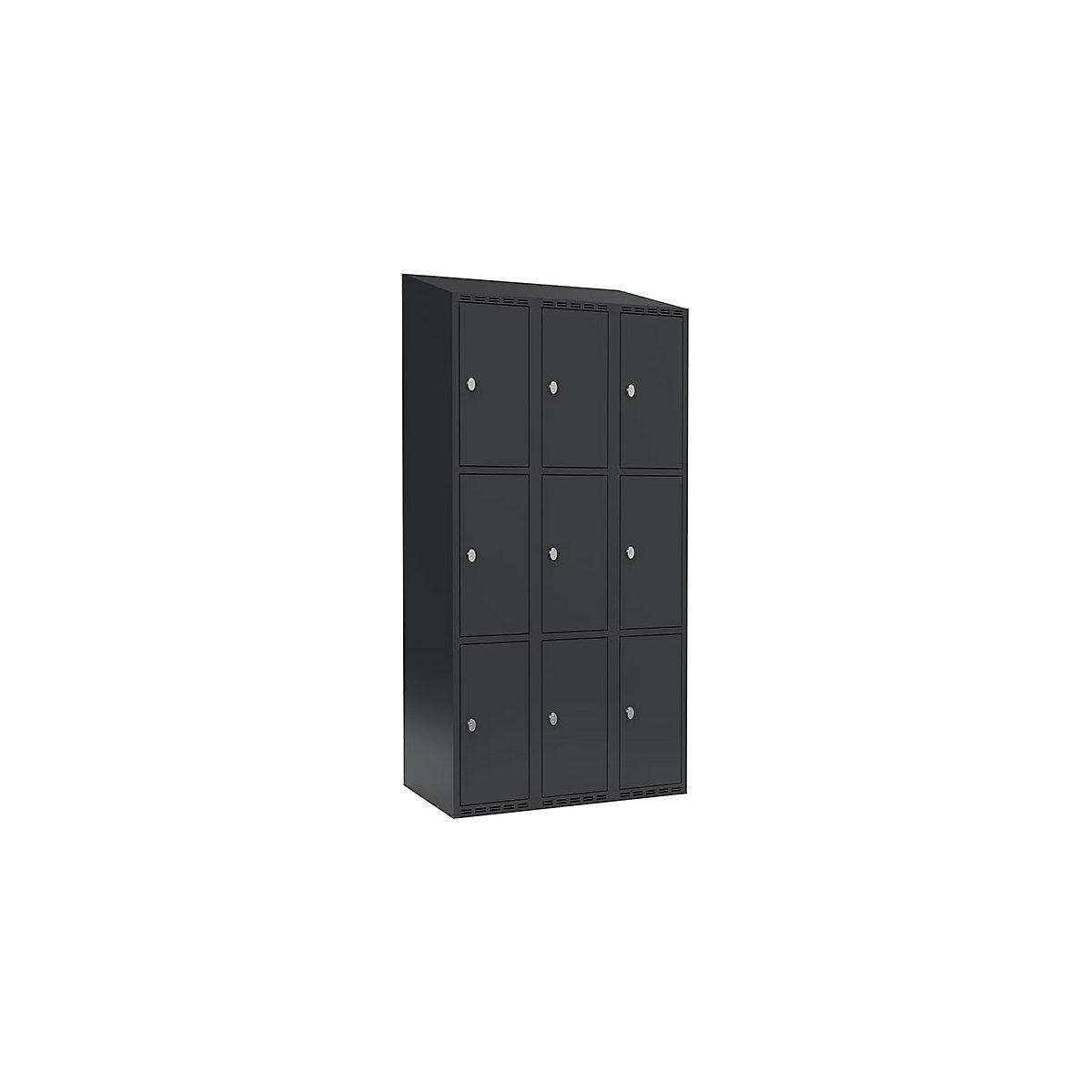 Armadietto a 3 scomparti Fydor, 3 scomparti, grigio, largh. 900 mm, 3 scomparti, tetto inclinato, lucchetto-0