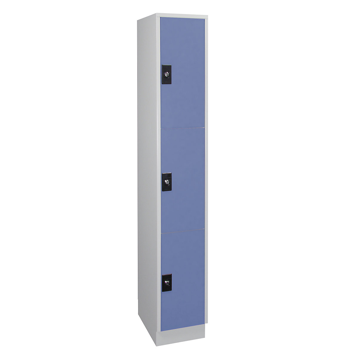 Armadietto a 3 scomparti Stuttgart – Wolf, 1 scomparto, grigio chiaro / blu colomba-0