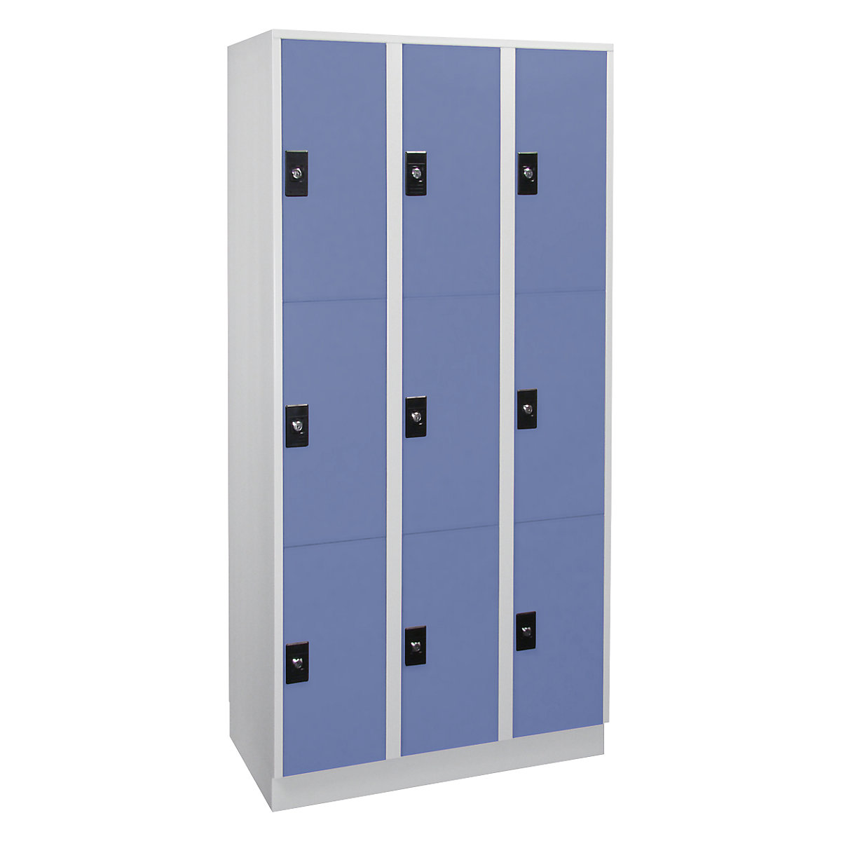 Armadietto a 3 scomparti Stuttgart – Wolf, 3 scomparti, grigio chiaro / blu colomba-0