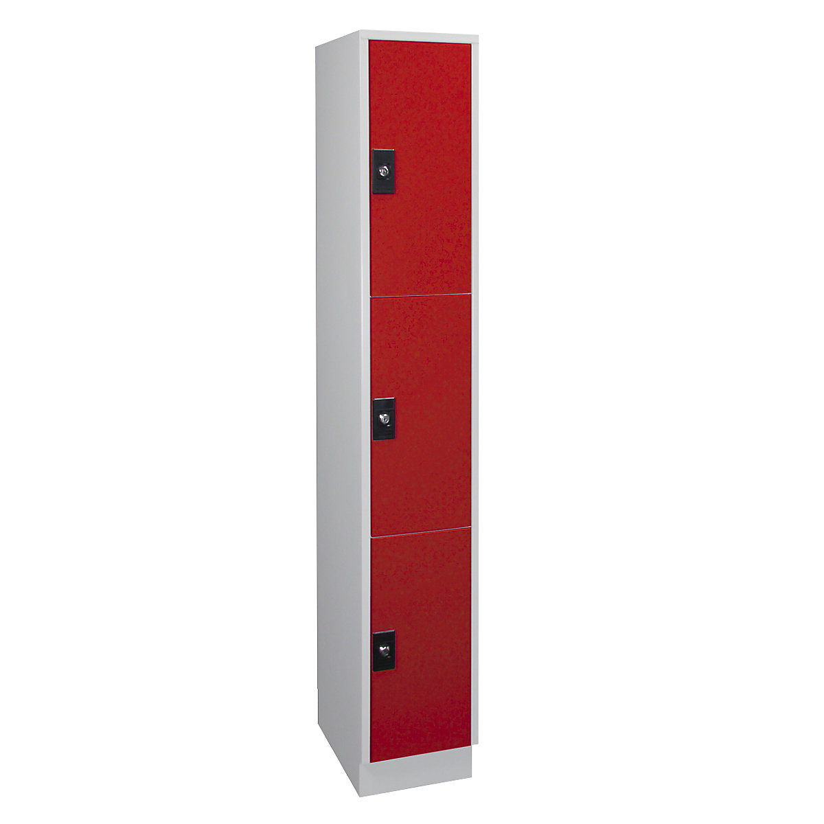 Armadietto a 3 scomparti Stuttgart – Wolf, 1 scomparto, grigio chiaro / rosso fuoco-0