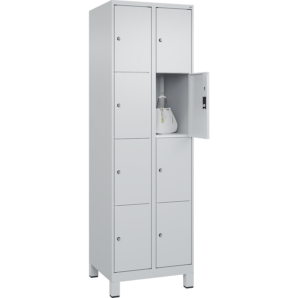 Armadietto a 4 scomparti Classic PLUS – C+P, 2 scomparti, grigio chiaro, largh. 600 mm, 8 scomparti, con piedini-0