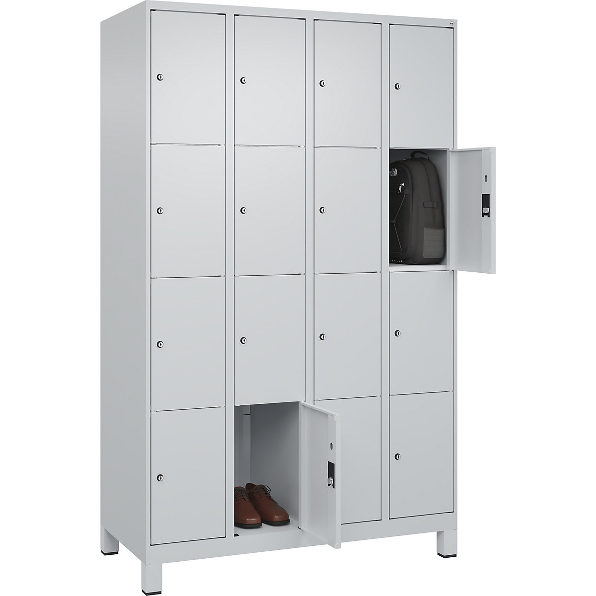 Armadietto a 4 scomparti Classic PLUS – C+P, 4 scomparti, grigio chiaro, largh. 1200 mm, 16 scomparti, con piedini-0