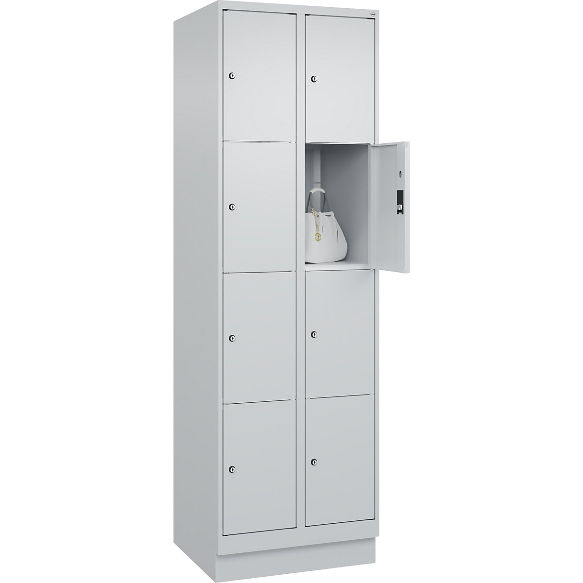 Armadietto a 4 scomparti Classic PLUS – C+P, 2 scomparti, grigio chiaro, largh. 600 mm, 8 scomparti, con zoccolino-0